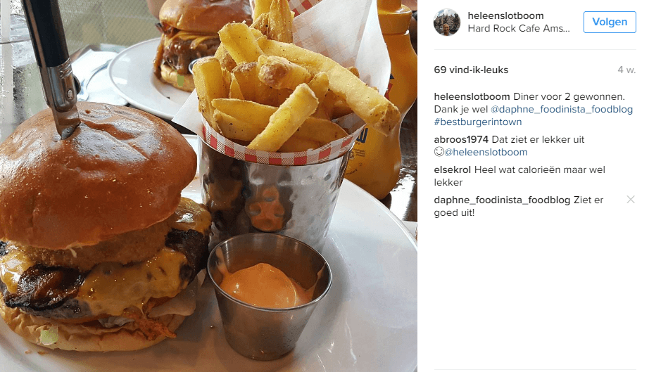 Juni eetdagboek Foodinista foodblog Diner winnares Hard Rock Cafe Amsterdam