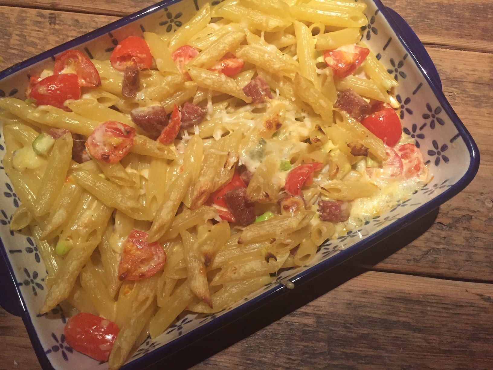 Ovenpasta met salami en gorgonzola recept van foodblog Foodinista