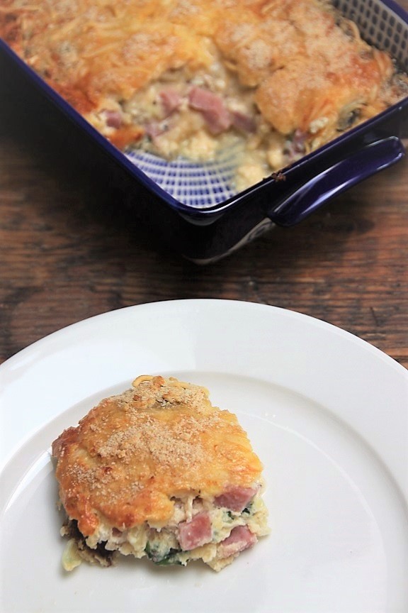 Recept voor ovenomelet met ham, kaas en champignons van foodblog Foodinista