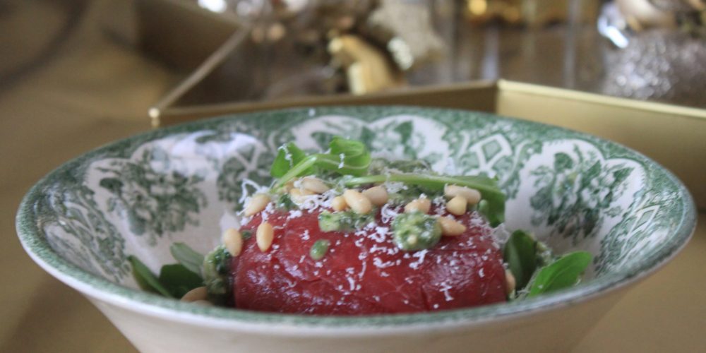 Carpaccio bonbon met truffel en pestovulling - Foodblog Foodinista