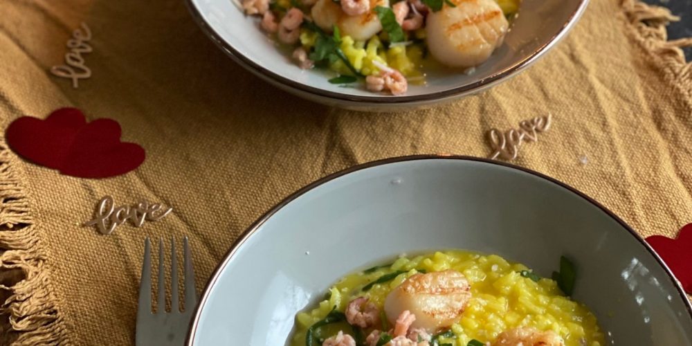 Saffraanrisotto recept met coquilles en Hollandse garnaaltjes - Foodblog Foodinista