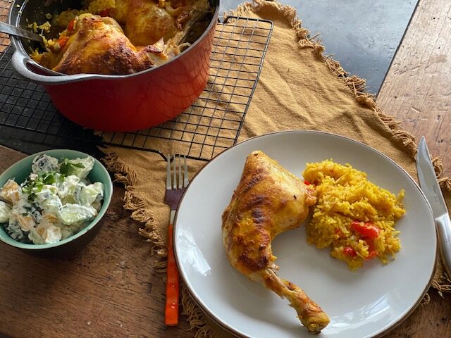 Kip Tandoori pannetje met saffraanrijst - One pot wonder uit de oven - Foodblog Foodinista