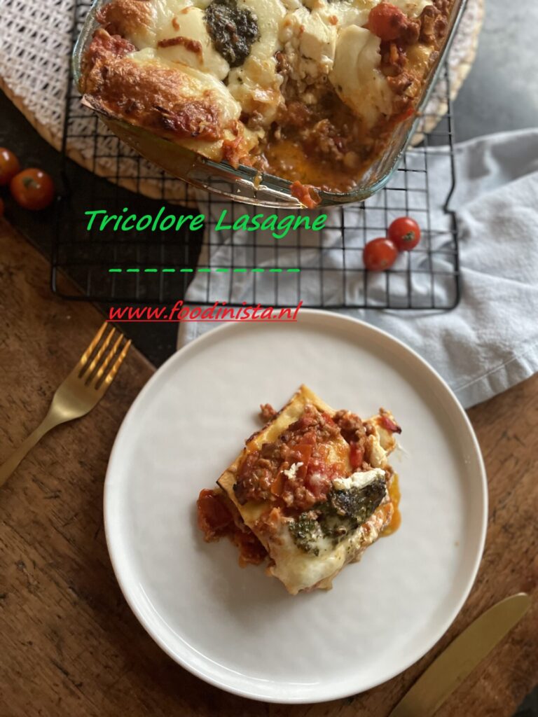 Lasagne tricolore met bolognaisesaus en pesto - Foodblog Foodinista