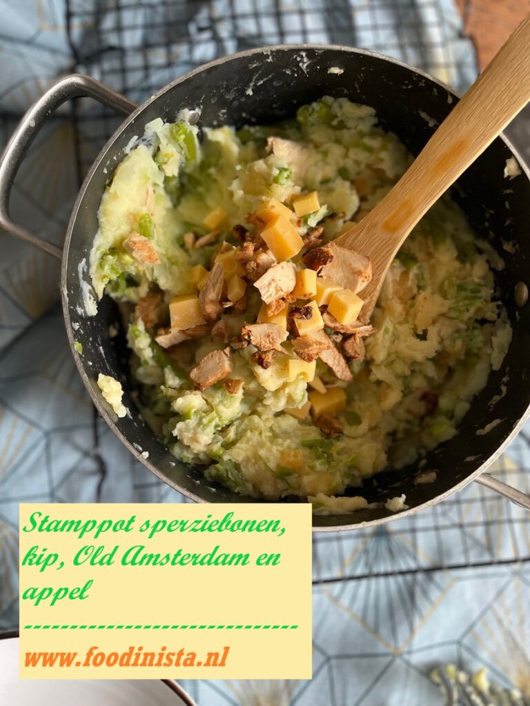 Stamppot recept sperziebonen met kip en Old Amsterdam kaas - Foodblog Foodinista