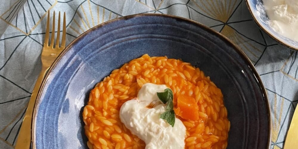 Risotto van orzo met pompoen en burrata - Foodblog Foodinista