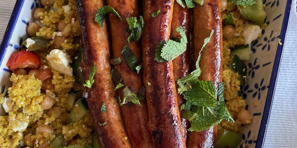 Couscous salade met merguez worstjes en geitenkaas - Ardeche inspiratie en tips - Foodblog Foodinista