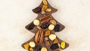 Chocolade kerstboom tablet met noten en gedroogd fruit - Chocolade cadeau tips voor de kerstdagen - Foodinista